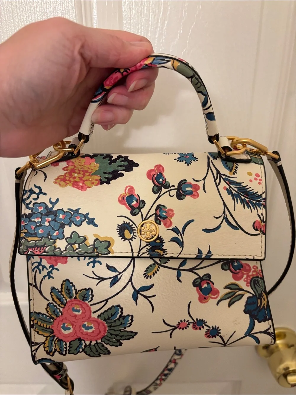 Tory Burch Gabriella floral small satchel bag nwt